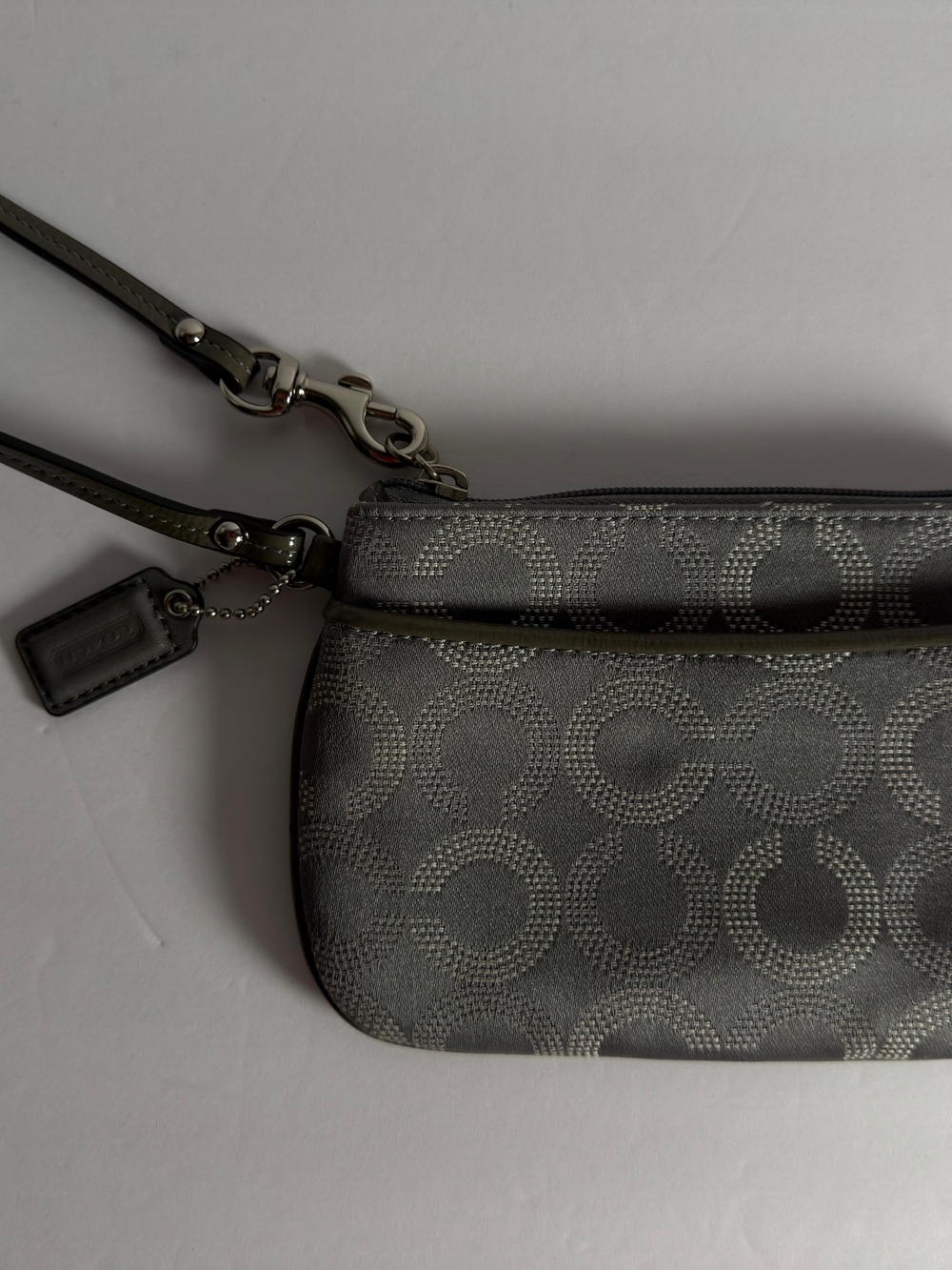 Coach Gray Signature Jacquard Wristlet with Detachable Strap
